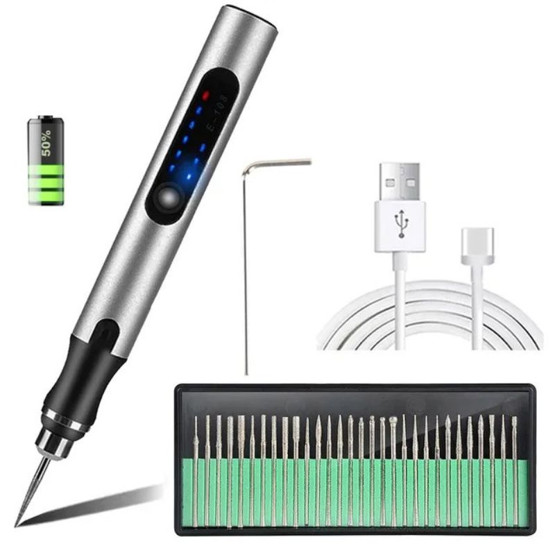 Cordless Rotary Engraver with 3-Speed LCD Control for Wood, Metal, Glass & DIY Craft Projects | Lightweight Precision Tool