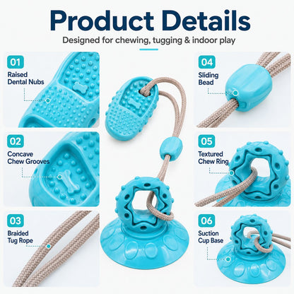 Ortekor Suction Cup Dog Chew & Tug Toy for Indoor Play - Helps Redirect Shoe Chewing & Burn Boredom