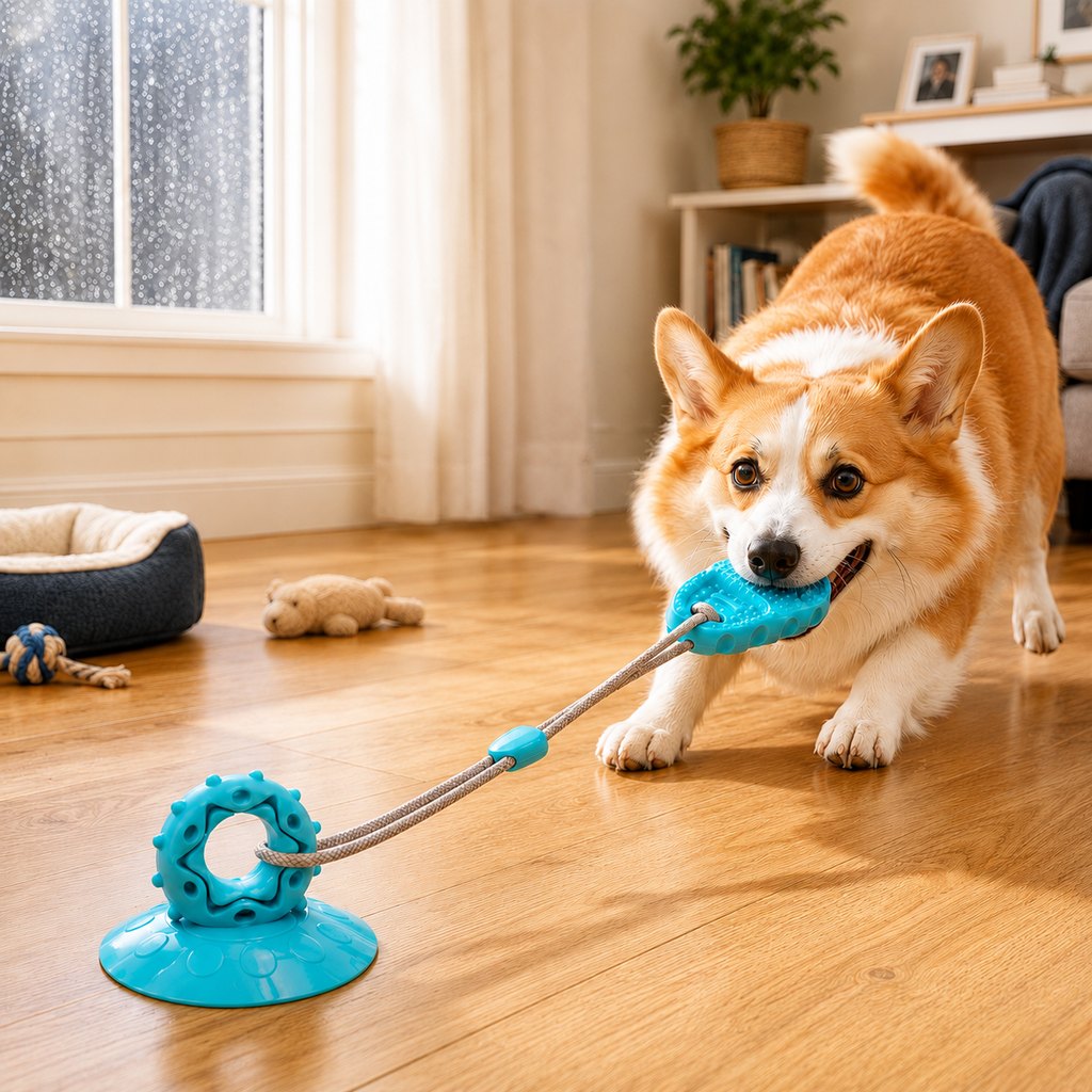 Ortekor Suction Cup Dog Chew & Tug Toy for Indoor Play - Helps Redirect Shoe Chewing & Burn Boredom