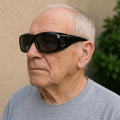 Polarized Fit-Over Sunglasses for Prescription Eyewear with Side Shields for Driving & Outdoor Use