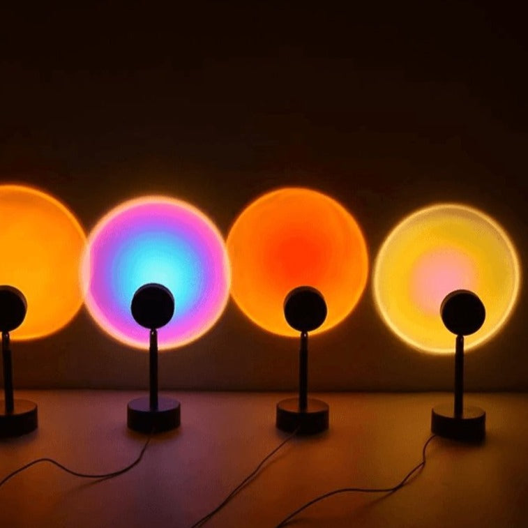Lámpara de ambiente LED recargable por USB con control remoto, 16 colores, luz de proyección de ángulo ajustable para dormitorio, oficina, mesita de noche
