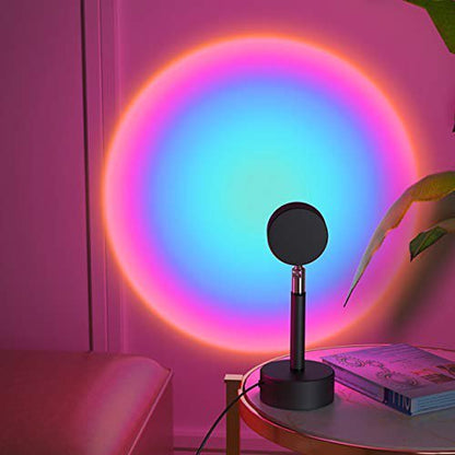 Lámpara de ambiente LED recargable por USB con control remoto, 16 colores, luz de proyección de ángulo ajustable para dormitorio, oficina, mesita de noche