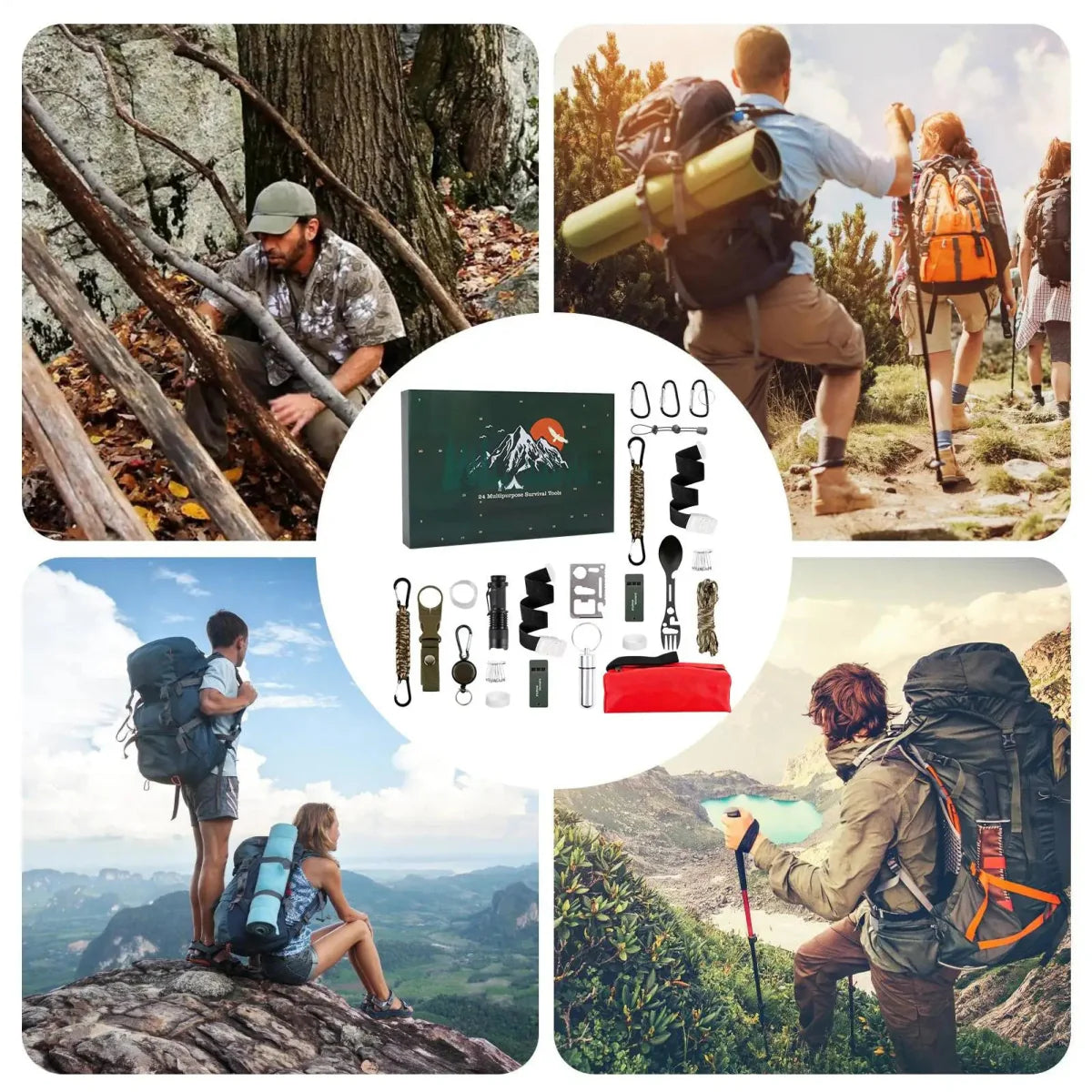 Adventure Essentials | Survival Advent Calendar with 24 Outdoor Tools | Compact Kit for Outdoor Enthusiasts