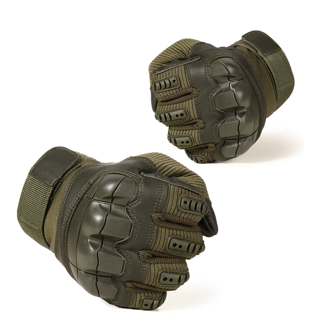Tactical Half-Finger Gloves with Leather Palm and Cotton Back for Outdoor Work, Hiking, and Camping