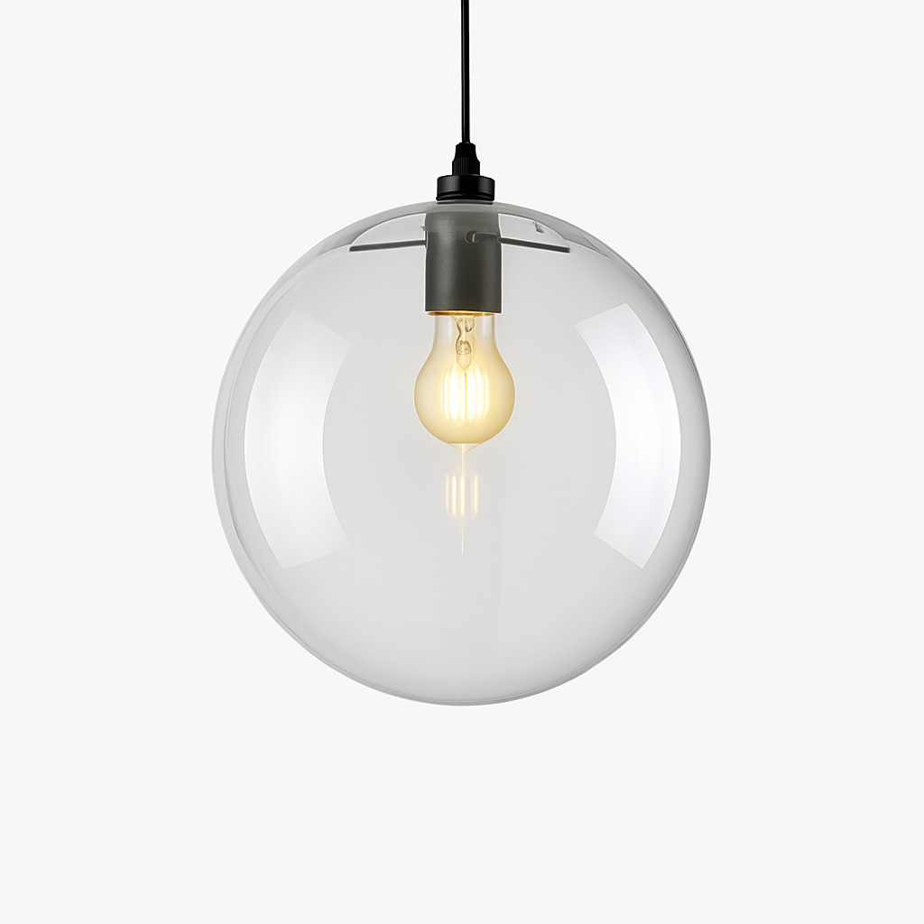 Glass Globe Pendant Light with E27 Socket Rose Gold or Black Finish Modern Ceiling Fixture for Dining Room Living Room Bedroom Office