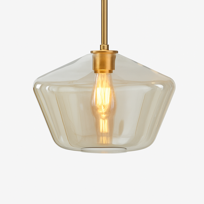 Contemporary Glass & Metal Pendant Light | E27 LED Hanging Fixture for Dining Room, Living Room, Bedroom & Kitchen Island Lighting