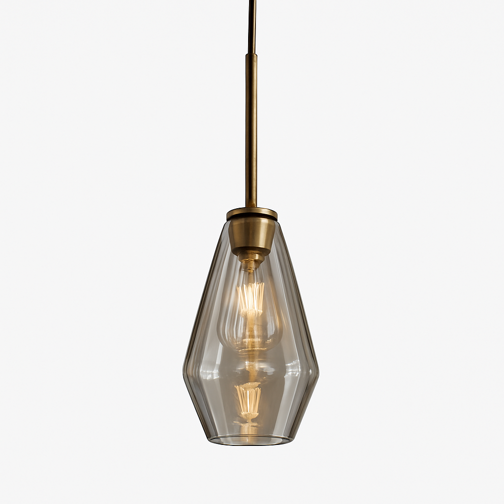 Contemporary Glass & Metal Pendant Light | E27 LED Hanging Fixture for Dining Room, Living Room, Bedroom & Kitchen Island Lighting