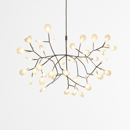 Multi-Branch LED Ceiling Fixture with Adjustable Height for Dining Room & Living Room | Modern Metal Chandelier in Copper or Black | Dimmabl