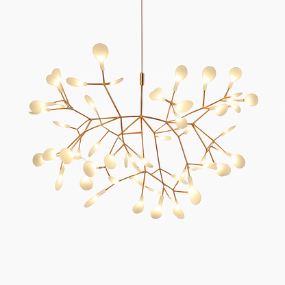 Multi-Branch LED Ceiling Fixture with Adjustable Height for Dining Room & Living Room | Modern Metal Chandelier in Copper or Black | Dimmabl