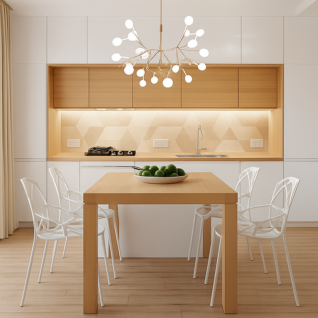 Multi-Branch LED Ceiling Fixture with Adjustable Height for Dining Room & Living Room | Modern Metal Chandelier in Copper or Black | Dimmabl