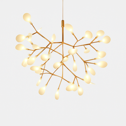 Multi-Branch LED Ceiling Fixture with Adjustable Height for Dining Room & Living Room | Modern Metal Chandelier in Copper or Black | Dimmabl