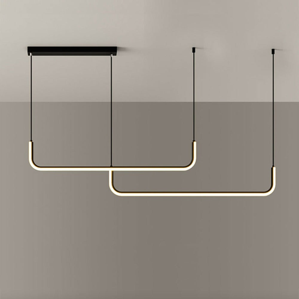 Linear Aluminum LED Ceiling Light Fixture 47 in Black Dimmable for Kitchen Island Dining Table Modern Suspended Bar Over Counter Office