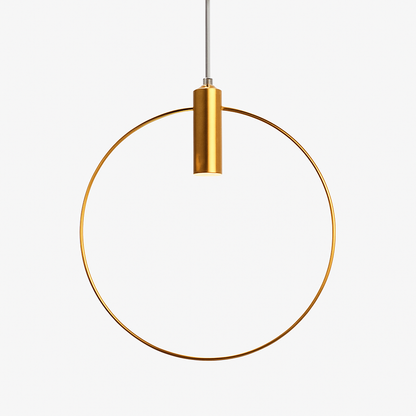 Circular Gold LED Pendant Light | Modern Round Hanging Fixture for Dining Room, Living Room & Bedroom | Geometric Metal Ceiling Lamp