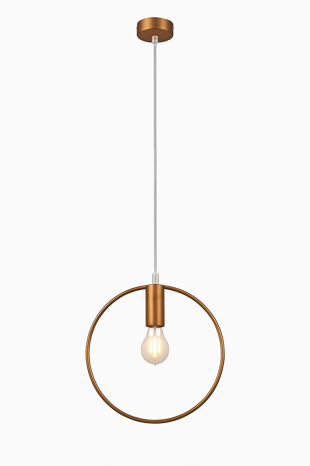 Circular Gold LED Pendant Light | Modern Round Hanging Fixture for Dining Room, Living Room & Bedroom | Geometric Metal Ceiling Lamp