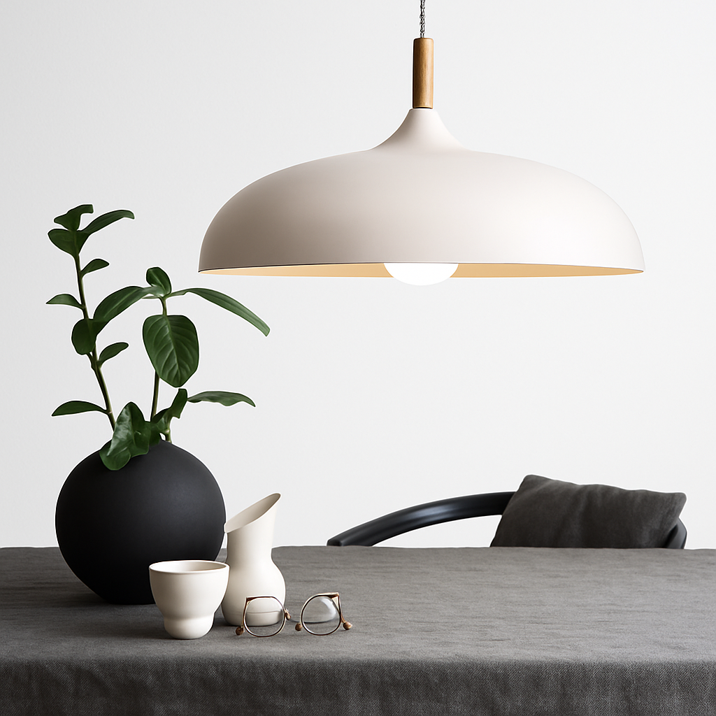 Aluminum & Wood Hanging Fixture E27 Socket for Kitchen Island Dining Room Ceiling Light Adjustable Drop Scandinavian Style Modern Minimalist