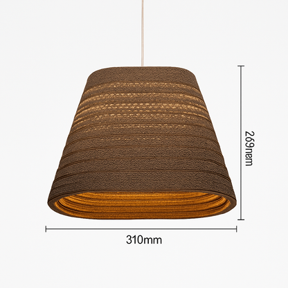 Japandi Paper Pendant Light – Brown Cord-Hung Ceiling Fixture, E27 Bulb Included, 12 Shade Shapes Available for Dining Room, Living Room &