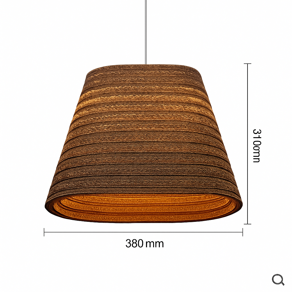 Japandi Paper Pendant Light – Brown Cord-Hung Ceiling Fixture, E27 Bulb Included, 12 Shade Shapes Available for Dining Room, Living Room &