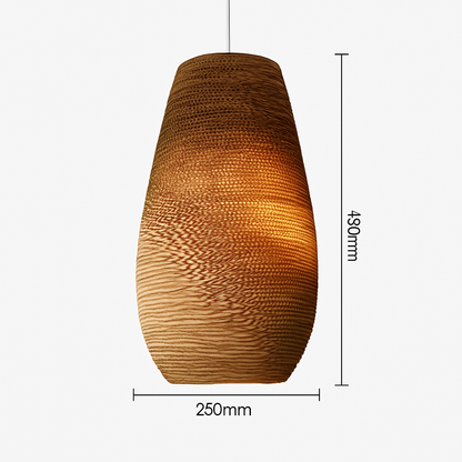 Japandi Paper Pendant Light – Brown Cord-Hung Ceiling Fixture, E27 Bulb Included, 12 Shade Shapes Available for Dining Room, Living Room &