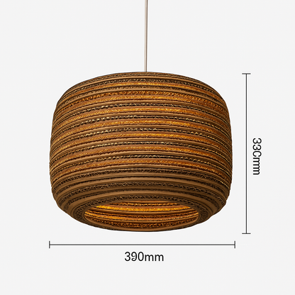 Japandi Paper Pendant Light – Brown Cord-Hung Ceiling Fixture, E27 Bulb Included, 12 Shade Shapes Available for Dining Room, Living Room &