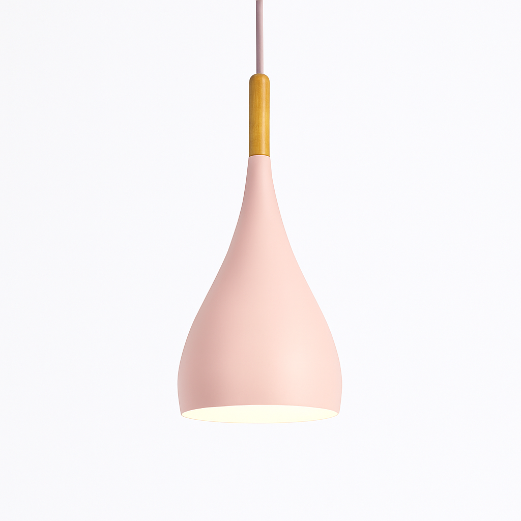 Metal Pendant Light with Wood Rod Modern Kitchen Dining Bar Fixture Adjustable Ceiling Lamp LED E27 Socket Scandinavian Style