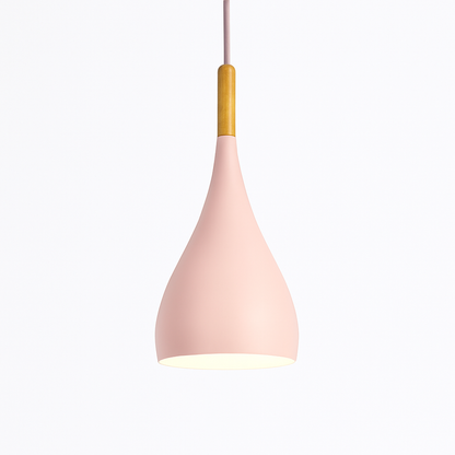 Metal Pendant Light with Wood Rod Modern Kitchen Dining Bar Fixture Adjustable Ceiling Lamp LED E27 Socket Scandinavian Style