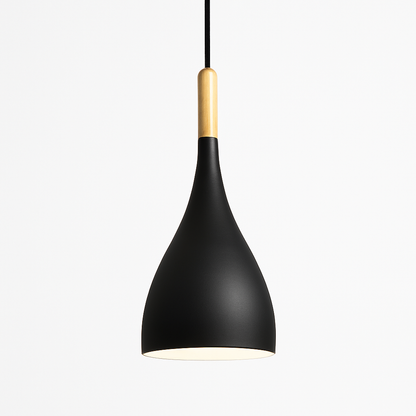 Metal Pendant Light with Wood Rod Modern Kitchen Dining Bar Fixture Adjustable Ceiling Lamp LED E27 Socket Scandinavian Style