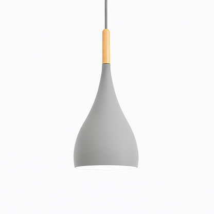 Metal Pendant Light with Wood Rod Modern Kitchen Dining Bar Fixture Adjustable Ceiling Lamp LED E27 Socket Scandinavian Style