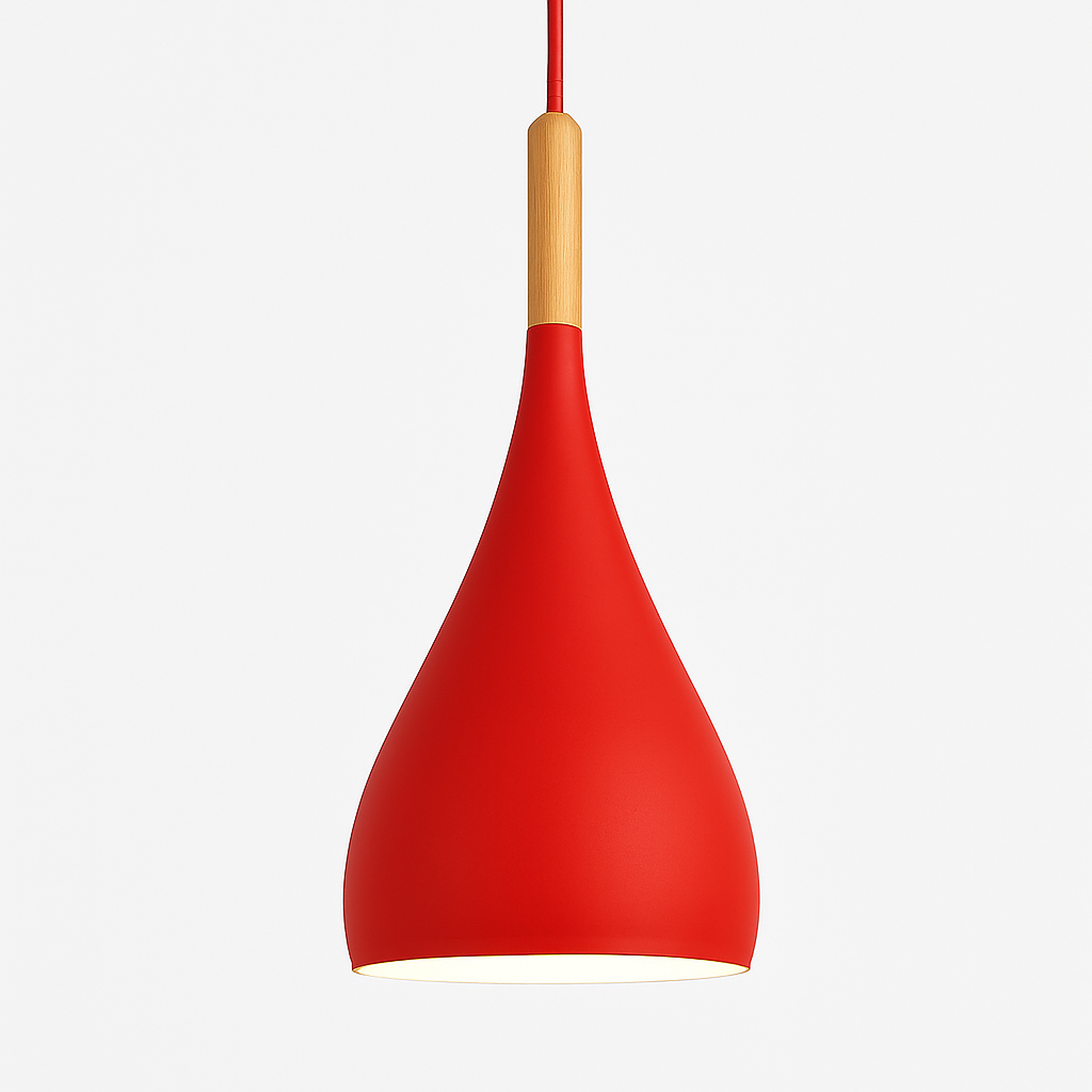 Metal Pendant Light with Wood Rod Modern Kitchen Dining Bar Fixture Adjustable Ceiling Lamp LED E27 Socket Scandinavian Style