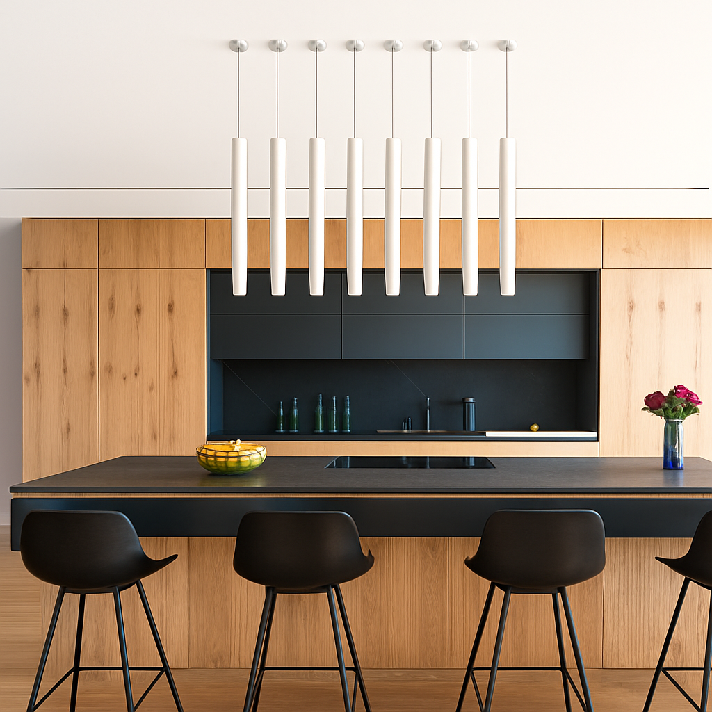 Cylindrical Pendant Light Fixture with Integrated LED - Modern Aluminum Hanging Ceiling Lamp for Kitchen, Dining Room & Living Room