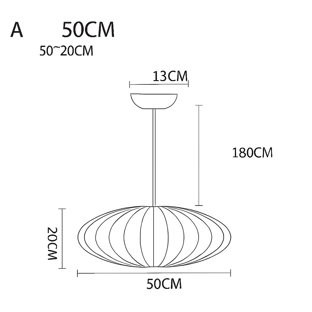Japanese-Inspired Fabric Pendant Light — Soft Lantern Style Ceiling Fixture for Living Room, Bedroom & Dining