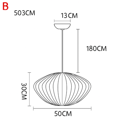 Japanese-Inspired Fabric Pendant Light — Soft Lantern Style Ceiling Fixture for Living Room, Bedroom & Dining