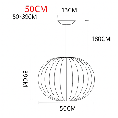 Japanese-Inspired Fabric Pendant Light — Soft Lantern Style Ceiling Fixture for Living Room, Bedroom & Dining