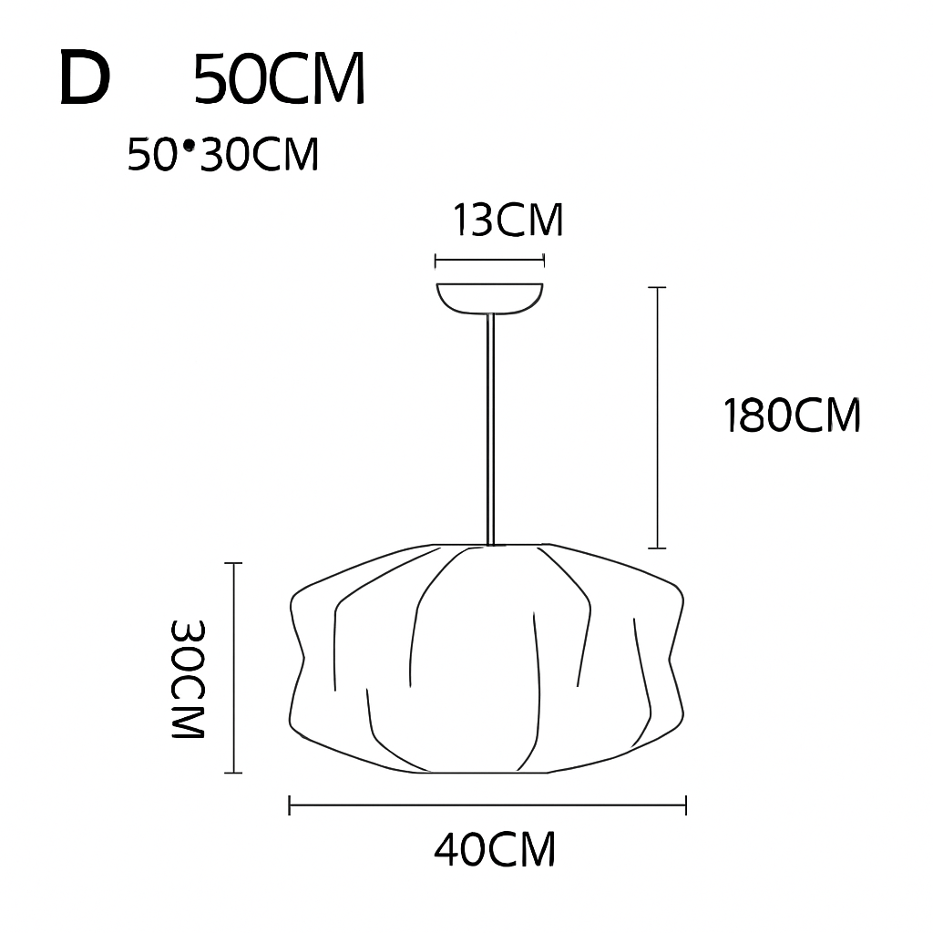 Japanese-Inspired Fabric Pendant Light — Soft Lantern Style Ceiling Fixture for Living Room, Bedroom & Dining