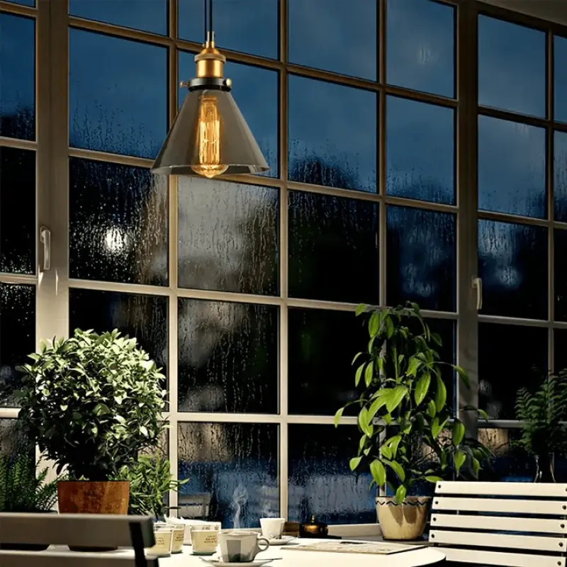 Tinted Glass Hanging Fixture 10-Inch Industrial Ceiling Light for Dining Room Kitchen Island Living Room Modern Pendant Lamp E27 Socket