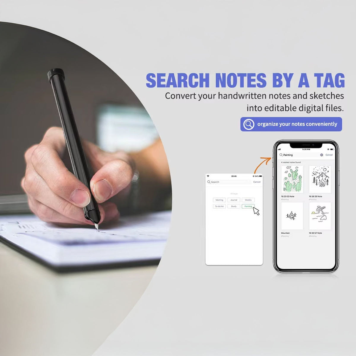 Smart Pen with Real-Time Handwriting to Text Conversion – Wireless Note Digitizer for Students, Professionals & Meetings – Works with Any