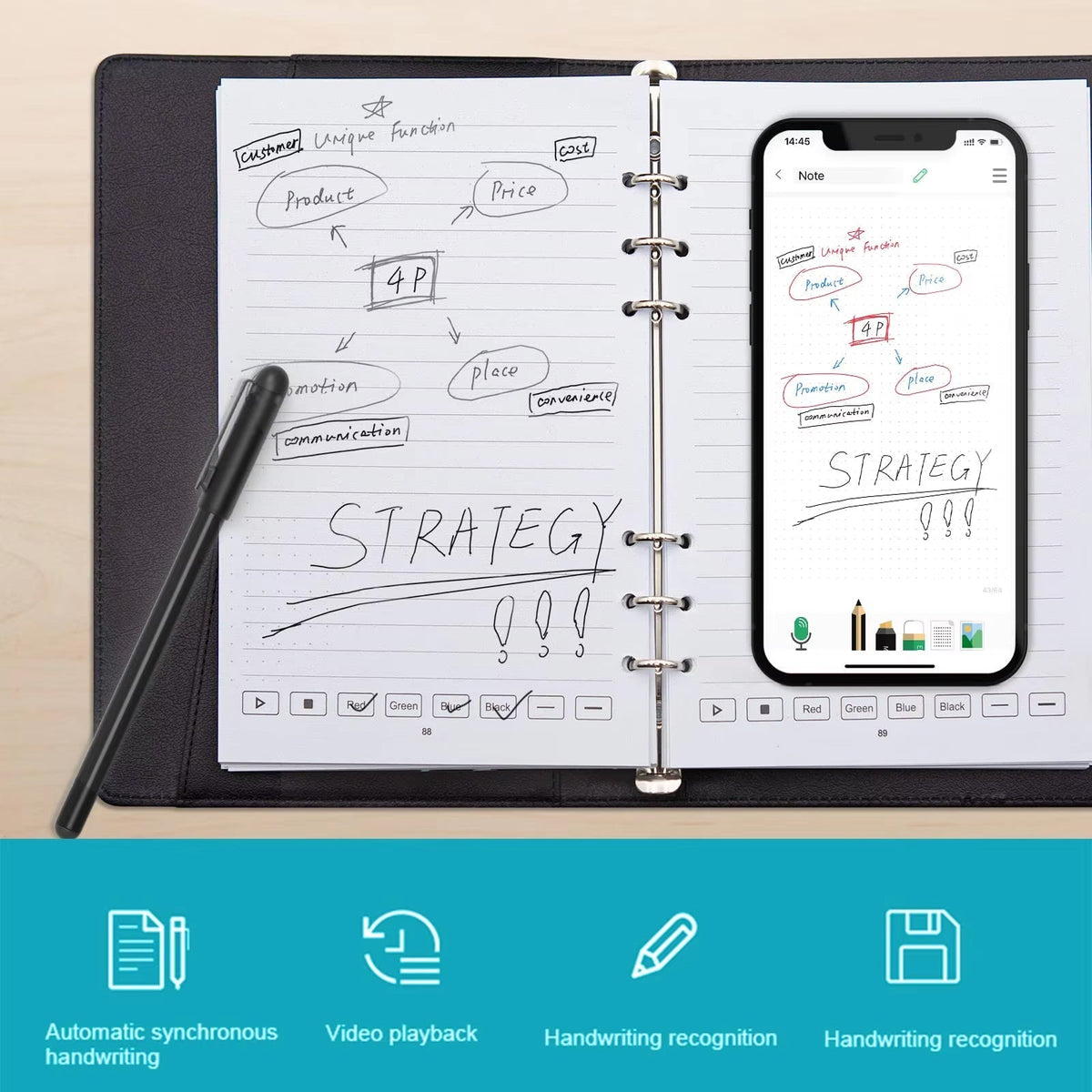 Smart Pen with Real-Time Handwriting to Text Conversion – Wireless Note Digitizer for Students, Professionals & Meetings – Works with Any