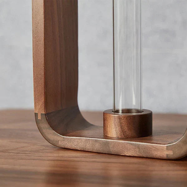 Tabletop Hydroponic Vase for Rooting Cuttings Clear Glass Wood Stand Water Propagation Station Indoor Herb Garden Windowsill Planter