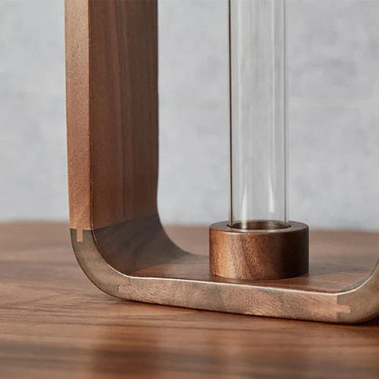 Glass Tube Plant Rooting Station Wood Stand for Cuttings & Propagation | Desktop Hydroponic Vase Holder for Home Office Kitchen | Tabletop I