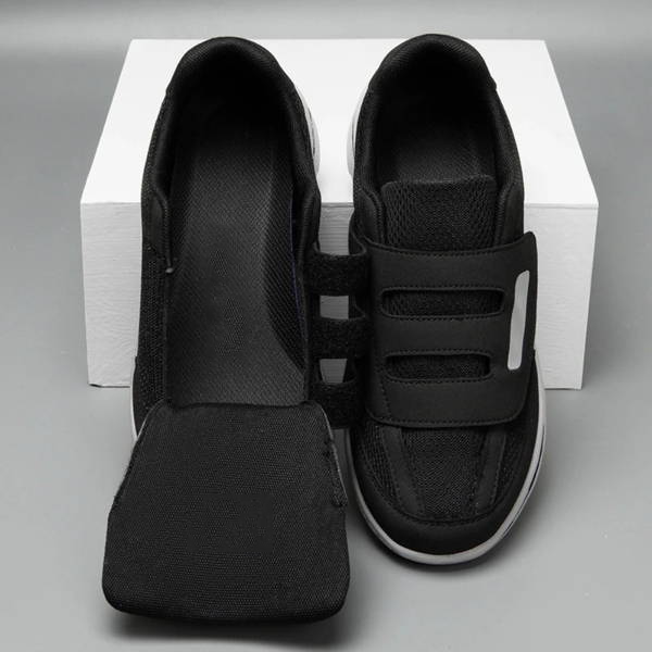 Wide-Fit Adjustable Footwear for Sensitive Feet with Hook-and-Loop Straps and Breathable Mesh