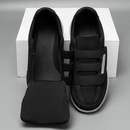 Wide-Fit Adjustable Footwear for Sensitive Feet with Hook-and-Loop Straps and Breathable Mesh