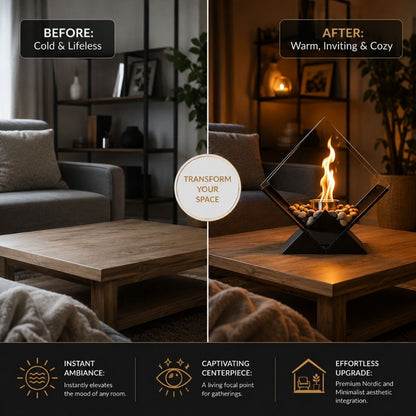 Ethanol Tabletop Fireplace Glass Enclosure Indoor Outdoor Portable Fire Bowl Centerpiece for Dining Table Patio Balcony