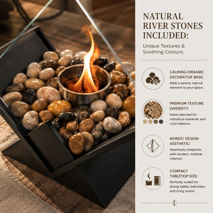 Ethanol Tabletop Fireplace Glass Enclosure Indoor Outdoor Portable Fire Bowl Centerpiece for Dining Table Patio Balcony