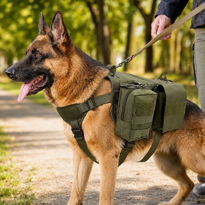 Ortekor Tactical Dog Backpack Harness for Hiking & Daily Walks - Detachable Pouches for Gear & Better Control