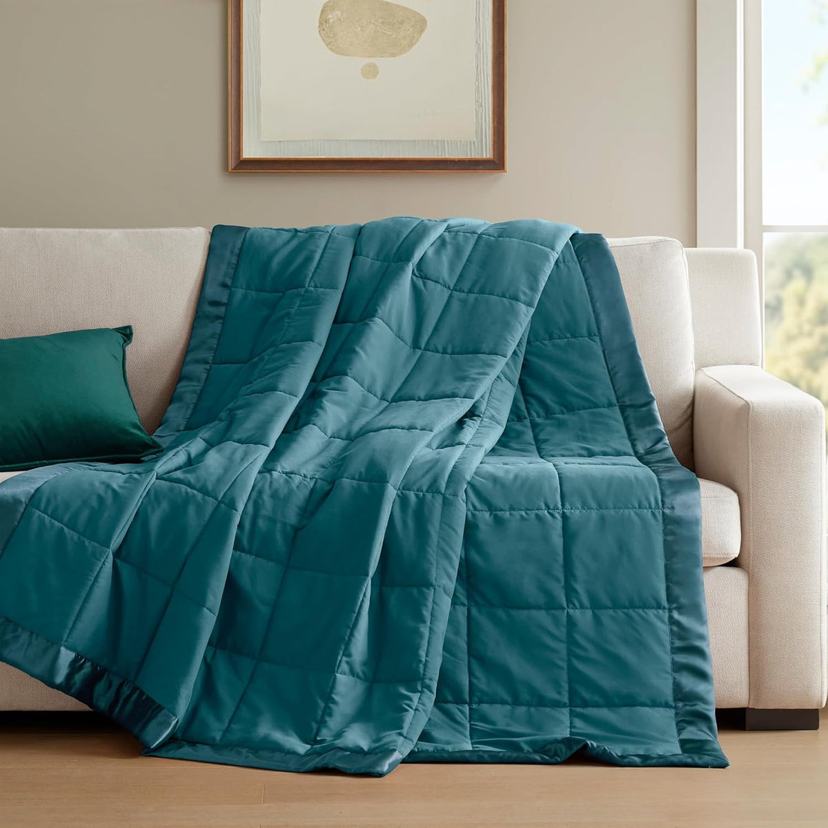 Colección Windom | Manta de plumón alternativo con tratamiento que absorbe la humedad | Cubrecama ligero y suave para todas las estaciones, ribete de satén