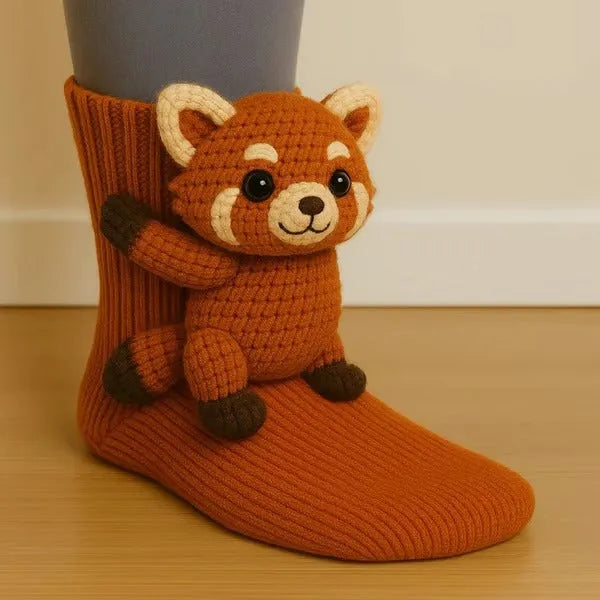 Plush Animal Slipper Socks with 3D Design – Cozy Winter Footwear for Kids & Adults