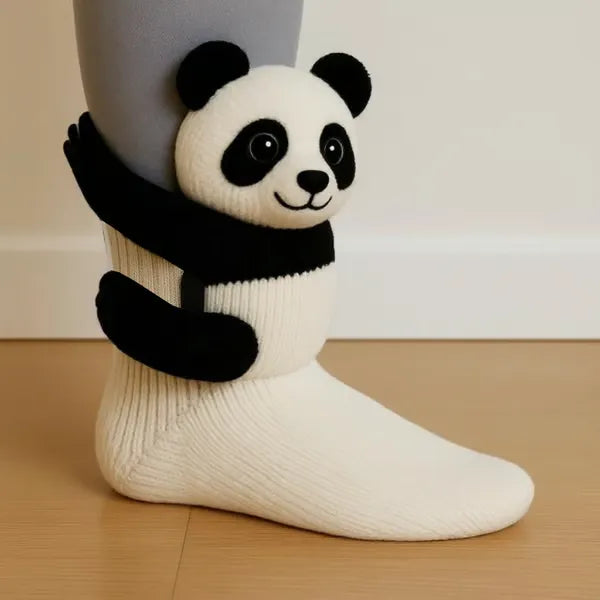 Plush Animal Slipper Socks with 3D Design – Cozy Winter Footwear for Kids & Adults