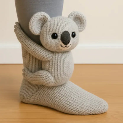 Plush Animal Slipper Socks with 3D Design – Cozy Winter Footwear for Kids & Adults