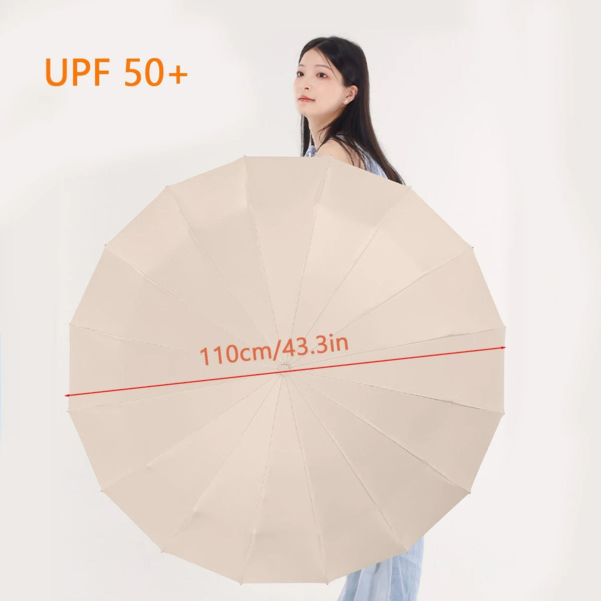 Heavy-Duty Windproof Automatic Open Umbrella with 47-Inch Canopy – Reinforced Storm Protection, One-Touch Deploy, Compact 15-Inch Fold for