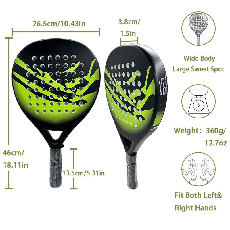 Carbon Fiber Padel Racket – Lightweight 12.9 oz with EVA Foam Core & Ergonomic Grip for New Players