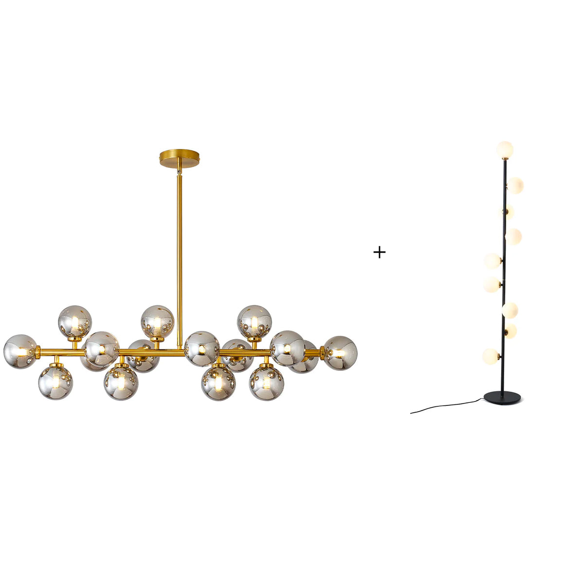 16-Light Linear Island Chandelier with Frosted Glass Globes Gold Finish for Dining Room Kitchen